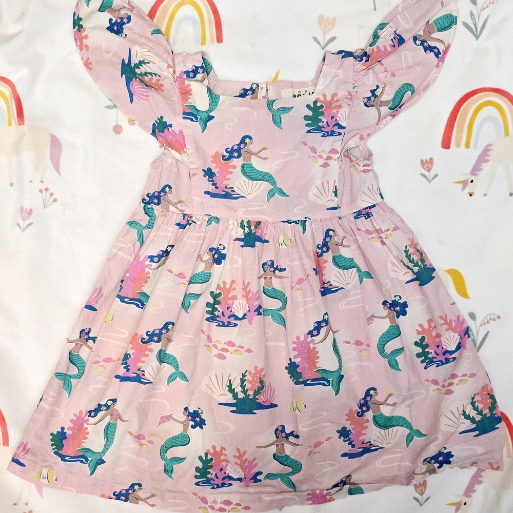 Mini BODEN Pink Ruffled Sundress with Puff Sleeves